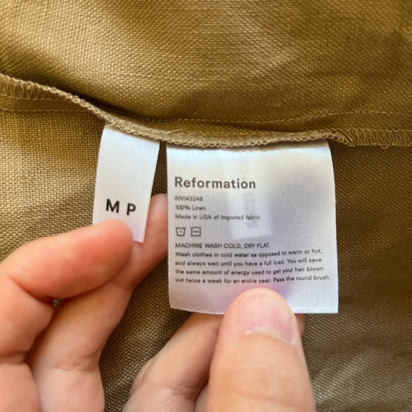 Reformation - Florence linen midi wrap skirt / size M petite / tan - Picture 11 of 14